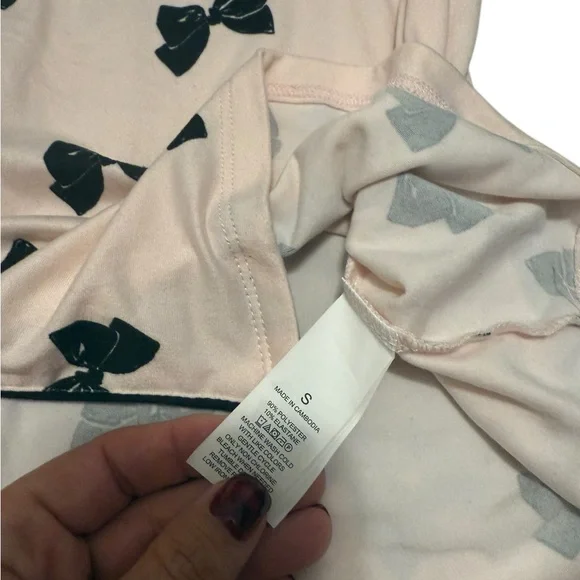 EUC Kate Spade Pink and Black Bow Pajamas - Picture 6 of 8